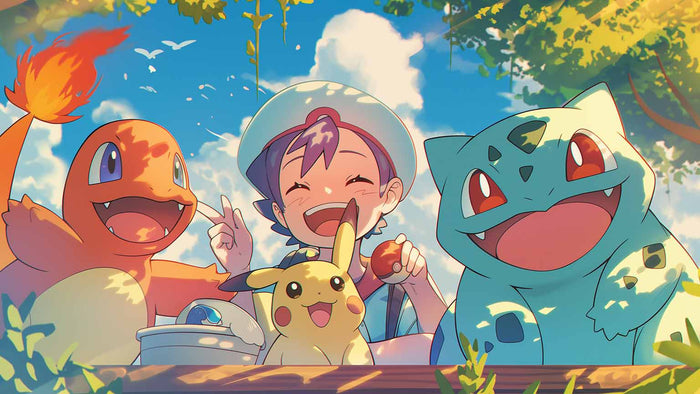 Trading card characters illustration